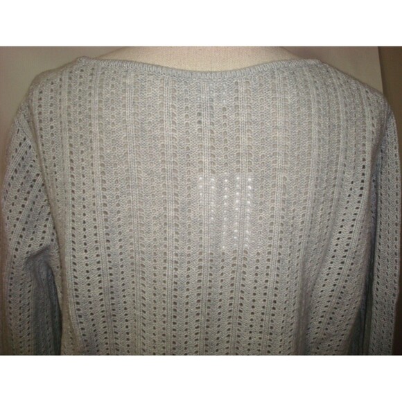 NWT New Womens 1X 2X Ryllace Plus 100% Cashmere Sweater Light Gray Scalloped Sof - Picture 4 of 8